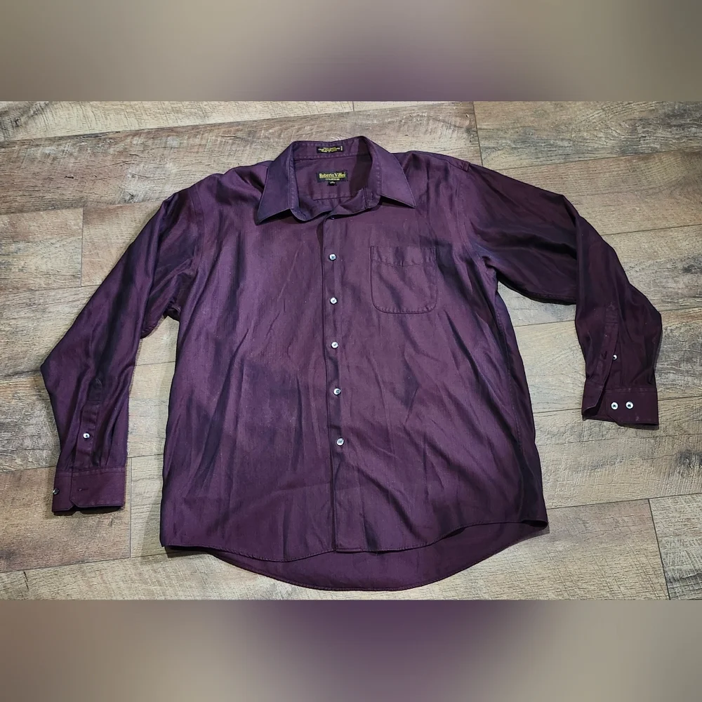 Villini (Roberto) men's black & red striped long sleeve button up - Picture 2 of 9